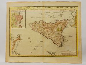 ,Philippe Buache - Siciliae Antiquae quae et Sicania et Trinacria dicta Tabula Geographica 1745
