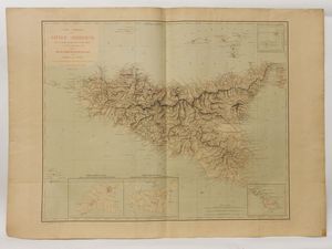 ,Amari Michele (1806-1889) Dufour Auguste Henri (1798-1865) - Carte compare de la Sicile moderne avec la Sicile du XIIe sicle, d'aprs drisi...