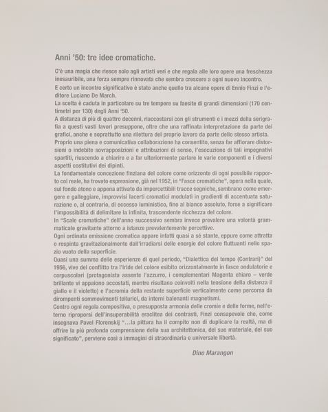 ,ENNIO FINZI : tre idee cromatiche  - Asta Asta a tempo di arte moderna e contemporanea - Associazione Nazionale - Case d'Asta italiane