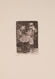 ,GIOVANNI BARBISAN - Paesaggio trevigiano 1935 - Vaso di fiori 1968 II/VIII