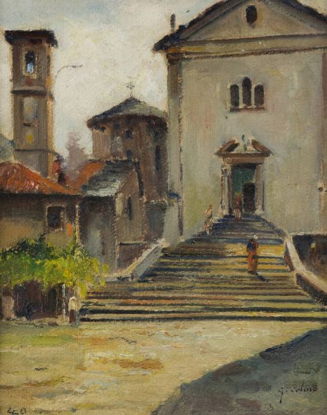 GIOVANNI COLMO Torino 1867 - 1947 : Chiesa  - Asta Asta 199 Dipinti e sculture moderne e contemporanee - Associazione Nazionale - Case d'Asta italiane