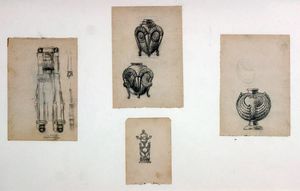 RUBALDO MERELLO Montespluga (SO) 1872 - 1922 Santa Margherita Ligure (GE) - Lotto di quattro disegni