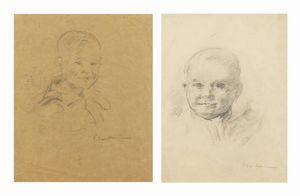 VITTORIO CAVALLERI Torino 1860 - 1938 - a. Ritratto di bimbo b. Ritratto di bambino