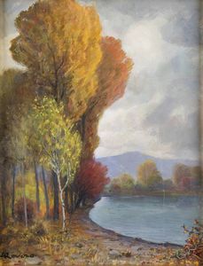 GIOVANNI ROVERO Mongardino (AT) 1885 - 1971 Noli (SV) - Sulla riva del lago