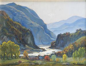 GIOVANNI ROVERO Mongardino (AT) 1885 - 1971 Noli (SV) - Paesaggio montano