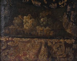 PITTORE ANONIMO - Natura morta entro cesto di frutta XVII secolo