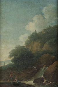 PITTORE ANONIMO - Al fiume fine XVII inizi XVIII secolo