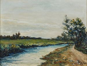 CORSI CARLO (1879 - 1966) - Paesaggio con torrente.