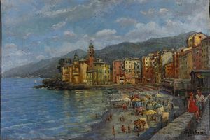 GALEAZZI GIOVANNI GAETANO (1870 - 1938) - Paesaggio marino con personaggi.