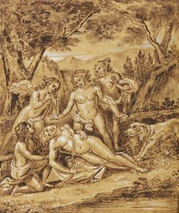 SUSTRIS FEDERICO (1540 - 1599) - Ambiente di. La morte di Adone.