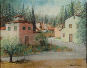 ,Paolo Toschi - Paesaggio con case