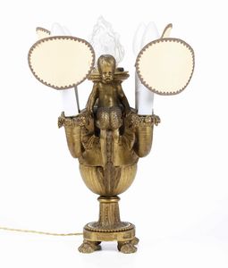 Lampada da tavolo in bronzo dorato. XIX secolo  - Asta Antiquariato Febbraio | Cambi Time - Associazione Nazionale - Case d'Asta italiane