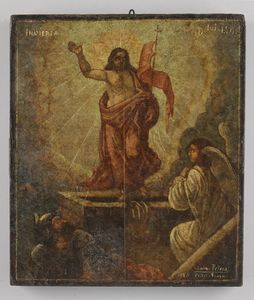 Icona russa del XIX secolo - Resurrezione di Cristo.