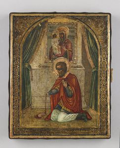 Icona russa del XIX secolo - San Giovanni di Damasco.