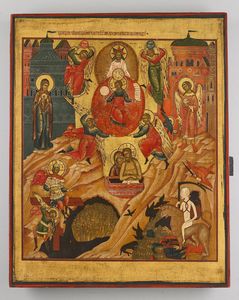 Icona russa del XIX secolo - Ascensione di Cristo.