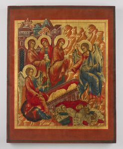 Icona russa del XIX secolo - Mirofore al sepolcro di Cristo.