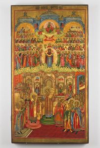 Icona russa del XIX secolo - Protezione della Vergine.