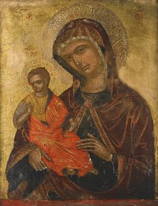 ARTISTA VENETO - CRETESE DEL XVII SECOLO - Madonna con bambino.