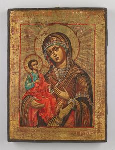 Icona russa del XIX secolo - Madre di Dio Tricherusa.