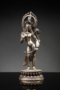 Arte Cinese - Tara Bianca in argento (Sitatara) China, dinastia Qing