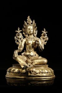 Arte Himalayana - Tara verde  Tibet, XIX (?) secolo