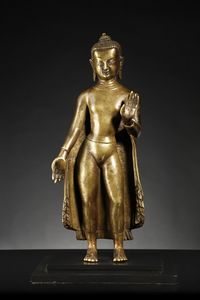 Arte Indiana - Buddha stante in stile tardo Gupta  India, tardo XIX secolo o antecedente