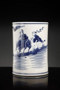 Arte Cinese - Portapennelli bitong in porcellana Cina, dinastia Qing,  XVIII secolo