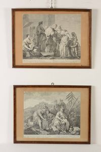 ,Giovanni Volpato - Coppia di incisioni su carta da Jacopo Amigoni entro cornice Antico Testamento