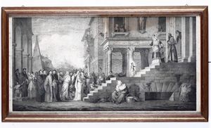 ,Cecilio Rizzardini - Rizzardini, Cecilio ( Venezia Sec. XIX) Presentazione di Maria al tempio (Grande litografia da Soggetto di Tiziano Vecellio)