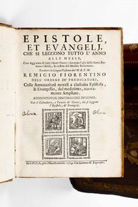 ,Remigio Fiorentino - Fiorentino Remigio Epistole e Vangeli che si leggono tutto l'anno alle messe... In Lucca per i Marescaldoli, 1719.