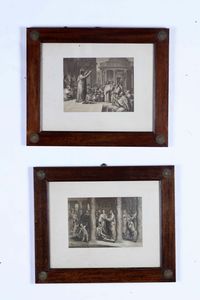 ,George Baxter - Coppia di stampe religiose da cartoni di Raffaello Sanzio (cm 37,5 x 41)