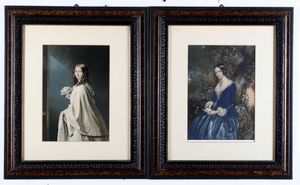 ,George Baxter - Due ritratti di dame in eleganti cornici Ritratti di dame