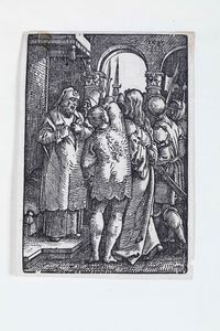 ,Hans Sebald Beham - Xilografia Cristo davanti a Kaifa