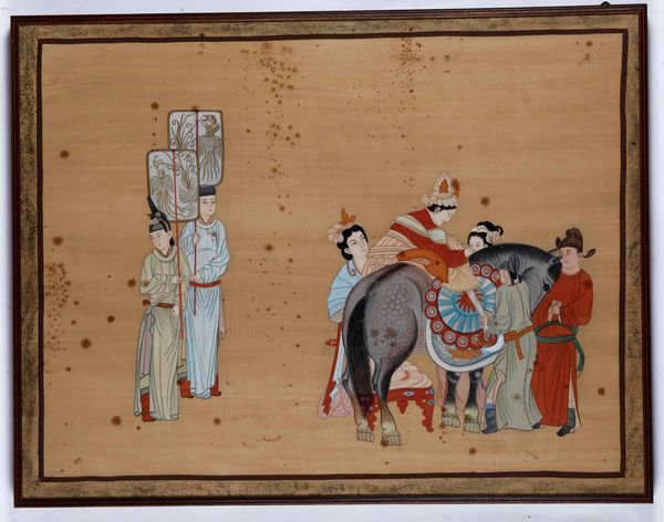 Dipinto su carta raffigurante fanciulla che sale a cavallo, Cina, Dinastia Qing, XIX secolo  - Asta Arte Orientale | Cambi Time - Associazione Nazionale - Case d'Asta italiane