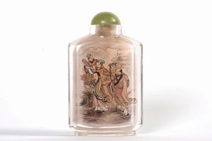 Snuff bottle in vetro dipinto con figure e iscrizioni, Cina, Dinastia Qing, XIX secolo  - Asta Arte Orientale | Cambi Time - Associazione Nazionale - Case d'Asta italiane