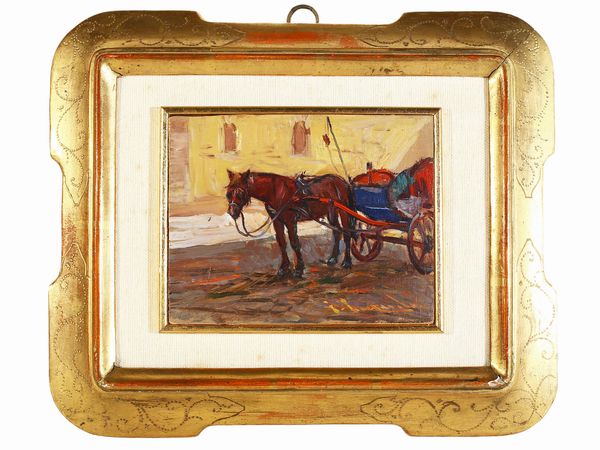 ,Giorgio Luxardo : Cavallo con calesse Piazza della Signoria  - Asta Arte Moderna e Contemporanea - Associazione Nazionale - Case d'Asta italiane