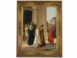 ,Raffaello Sorbi - Dante che incontra Beatrice 1863