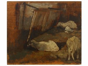 ,Giovanni Fattori : Pecore nell'ovile  - Asta Arte Moderna e Contemporanea - Associazione Nazionale - Case d'Asta italiane