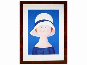 ,ANTONIO BUENO - Ritratto di donna con cappello