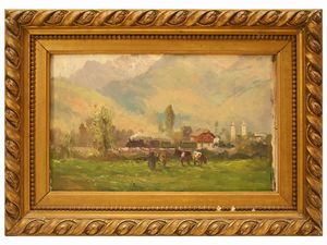 ,Leonardo Roda - Paesaggio con pastorella e armenti