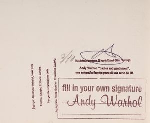 ,Andy WARHOL : Ladies and Gentlemen Fill in your own signature  - Asta Stampe e multipli | Cambi Time - Associazione Nazionale - Case d'Asta italiane