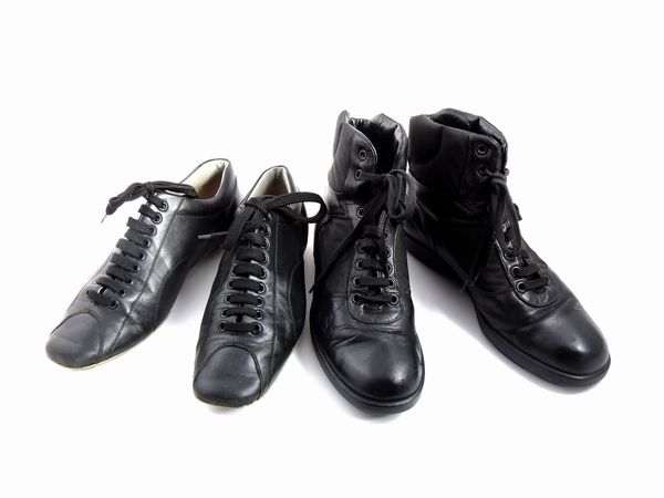 Due paia di scarpe in pelle nera, Prada e Miu Miu  - Asta Fashion Vintage e Bijoux / Un guardaroba maschile - Associazione Nazionale - Case d'Asta italiane