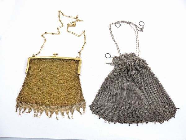 Due borsette a mano in argento  - Asta Fashion Vintage e Bijoux / Un guardaroba maschile - Associazione Nazionale - Case d'Asta italiane