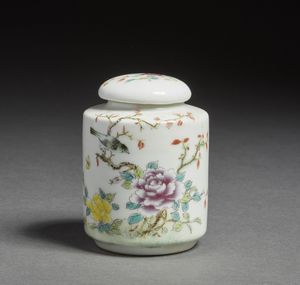 Arte Cinese - Contenitore in porcellana famiglia rosa Cina, inizio XX secolo
