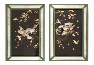 ARTE GIAPPONESE - Due pannelli in stile Shibayama Giappone, XX secolo