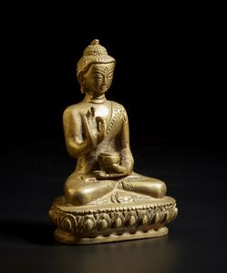 Arte Himalayana - Figura di Buddha in bronzo Nepal, XX secolo