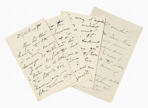 Filippo Tommaso Marinetti : 3 lettere autografe siglate.  - Asta Libri, autografi e manoscritti - Associazione Nazionale - Case d'Asta italiane