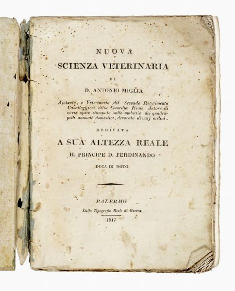 ANTONIO MIGLIA : Nuova scienza veterinaria.  - Asta Libri, autografi e manoscritti - Associazione Nazionale - Case d'Asta italiane
