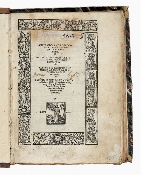Francesco Petrarca : Petrarcha con doi commenti sopra li sonetti et canzone...  - Asta Libri, autografi e manoscritti - Associazione Nazionale - Case d'Asta italiane