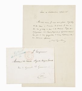CARLO LUIGI NAPOLEONE BONAPARTE - Lettera autografa firmata inviata alla nipote principessa Augusta Bonaparte Gabrielli.